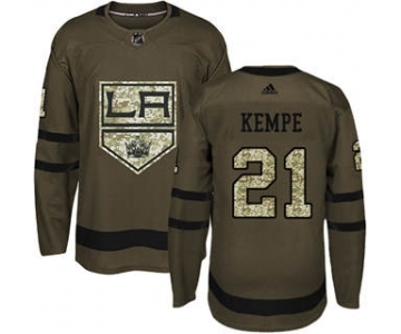 Men's Kings #21 Mario Kempe Green Salute to Service Stitched Hockey Jersey