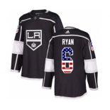 Men's Kings #6 Joakim Ryan Black Home Authentic USA Flag Stitched Hockey Jersey