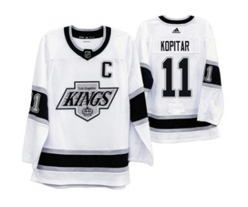 Men's Los Angeles Kings #11 Anze Kopitar 2019-20 Heritage White Throwback 90s Hockey Jersey