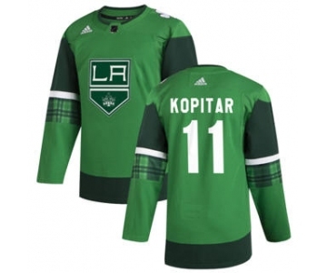 Men's Los Angeles Kings #11 Anze Kopitar 2020 St. Patrick's Day Stitched Hockey Jersey Green