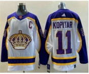 Men's Los Angeles Kings #11 Anze Kopitar White 2022 Reverse Retro Stitched Jersey - 副本