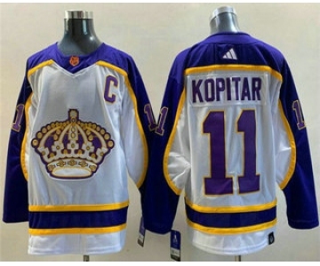 Men's Los Angeles Kings #11 Anze Kopitar White 2022 Reverse Retro Stitched Jersey - 副本