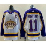 Men's Los Angeles Kings #11 Anze Kopitar White 2022 Reverse Retro Stitched Jersey