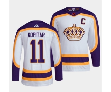 Men's Los Angeles Kings #11 Anze Kopitar White 2022 Reverse Retro Stitched Jersey