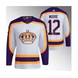 Men's Los Angeles Kings #12 Trevor Moore White 2022 Reverse Retro Stitched Jersey