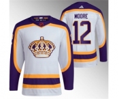 Men's Los Angeles Kings #12 Trevor Moore White 2022 Reverse Retro Stitched Jersey