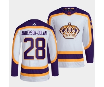 Men's Los Angeles Kings #28 Jaret Anderson-Dolan White 2022 Reverse Retro Stitched Jersey