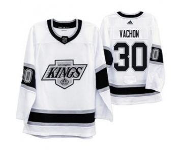 Men's Los Angeles Kings #30 Rogie Vachon 2019-20 Heritage White Throwback 90s Hockey Jersey