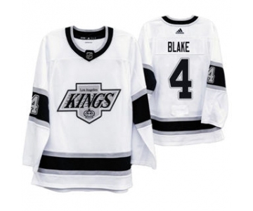 Men's Los Angeles Kings #4 Rob Blake 2019-20 Heritage White Throwback 90s Hockey Jersey