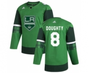 Men's Los Angeles Kings #8 Drew Doughty 2020 St. Patrick's Day Stitched Hockey Jersey Green