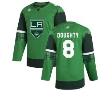 Men's Los Angeles Kings #8 Drew Doughty 2020 St. Patrick's Day Stitched Hockey Jersey Green