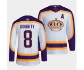 Men's Los Angeles Kings #8 Drew Doughty White 2022 Reverse Retro Stitched Jersey