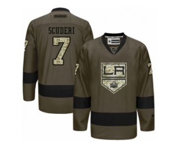 Men's Reebok Los Angeles Kings #7 Rob Scuderi Authentic Green Salute to Service NHL Jersey