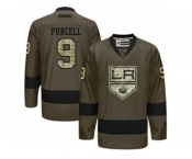 Men's Reebok Los Angeles Kings #9 Teddy Purcell Authentic Green Salute to Service NHL Jersey