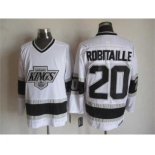 nhl jerseys los angeles kings #20 robitaille white[m&n]