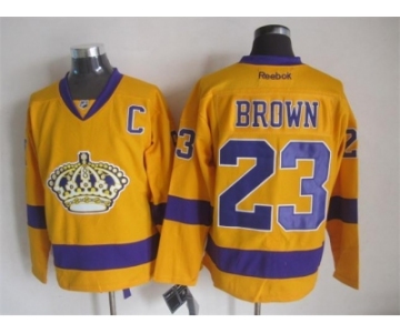 nhl jerseys los angeles kings #23 brown stadium yellow