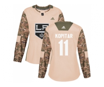 Women Adidas Los Angeles Kings #11 Anze Kopitar Camo Authentic 2017 Veterans Day Stitched NHL Jersey