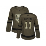 Women Adidas Los Angeles Kings #11 Anze Kopitar Green Salute to Service Stitched NHL Jersey