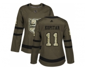 Women Adidas Los Angeles Kings #11 Anze Kopitar Green Salute to Service Stitched NHL Jersey