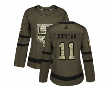 Women Adidas Los Angeles Kings #11 Anze Kopitar Green Salute to Service Stitched NHL Jersey