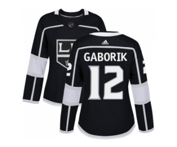 Women Adidas Los Angeles Kings #12 Marian Gaborik Black Home Authentic Stitched NHL Jersey