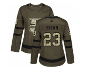 Women Adidas Los Angeles Kings #23 Dustin Brown Green Salute to Service Stitched NHL Jersey