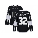 Women Adidas Los Angeles Kings #32 Jonathan Quick Black Home Authentic Stitched NHL Jersey