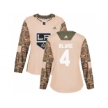 Women Adidas Los Angeles Kings #4 Rob Blake Camo Authentic 2017 Veterans Day Stitched NHL Jersey