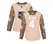 Women Adidas Los Angeles Kings #4 Rob Blake Camo Authentic 2017 Veterans Day Stitched NHL Jersey