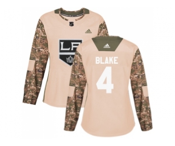 Women Adidas Los Angeles Kings #4 Rob Blake Camo Authentic 2017 Veterans Day Stitched NHL Jersey