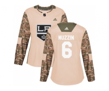 Women Adidas Los Angeles Kings #6 Jake Muzzin Camo Authentic 2017 Veterans Day Stitched NHL Jersey