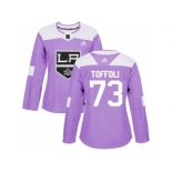 Women Adidas Los Angeles Kings #73 Tyler Toffoli Purple Authentic Fights Cancer Stitched NHL Jersey