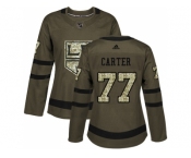 Women Adidas Los Angeles Kings #77 Jeff Carter Green Salute to Service Stitched NHL Jersey