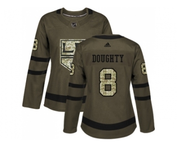 Women Adidas Los Angeles Kings #8 Drew Doughty Green Salute to Service Stitched NHL Jersey