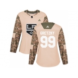 Women Adidas Los Angeles Kings #99 Wayne Gretzky Camo Authentic 2017 Veterans Day Stitched NHL Jersey