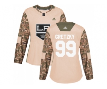 Women Adidas Los Angeles Kings #99 Wayne Gretzky Camo Authentic 2017 Veterans Day Stitched NHL Jersey