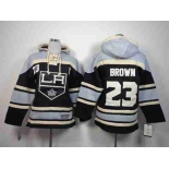 youth nhl jerseys los angeles kings #23 brown black-grey[pullover hooded sweatshirt][patch C]