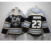 youth nhl jerseys los angeles kings #23 brown black-grey[pullover hooded sweatshirt][patch C]