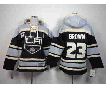 youth nhl jerseys los angeles kings #23 brown black-grey[pullover hooded sweatshirt][patch C]