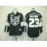 youth nhl jerseys los angeles kings #23 brown black white[2012 stanley cup champions]