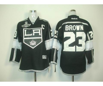 youth nhl jerseys los angeles kings #23 brown black white[2012 stanley cup champions]