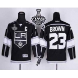 youth nhl jerseys los angeles kings #23 brown black-white[2014 stanley cup][patch C]