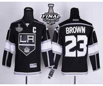 youth nhl jerseys los angeles kings #23 brown black-white[2014 stanley cup][patch C]