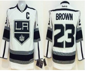 youth nhl jerseys los angeles kings #23 brown white[patch C]