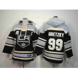 youth nhl jerseys los angeles kings #99 gretzky black-grey[pullover hooded sweatshirt][patch C]