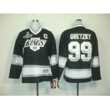 youth nhl jerseys los angeles kings #99 gretzky black white[2012 stanley cup champions]