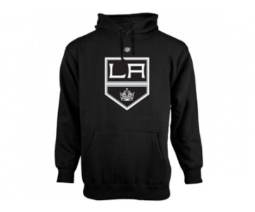 Los Angeles Kings Old Time Hockey Black Big Logo with Crest Pullover Hoodie