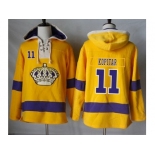 Men's Los Angeles Kings #11 Anze Kopitar Gold Sawyer Hooded Sweatshirt Stitched NHL Jersey