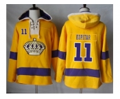 Men's Los Angeles Kings #11 Anze Kopitar Gold Sawyer Hooded Sweatshirt Stitched NHL Jersey