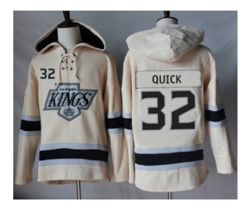 Men's Los Angeles Kings #32 Jonathan Quick Cream Sawyer Hooded Sweatshirt Stitched NHL Jersey